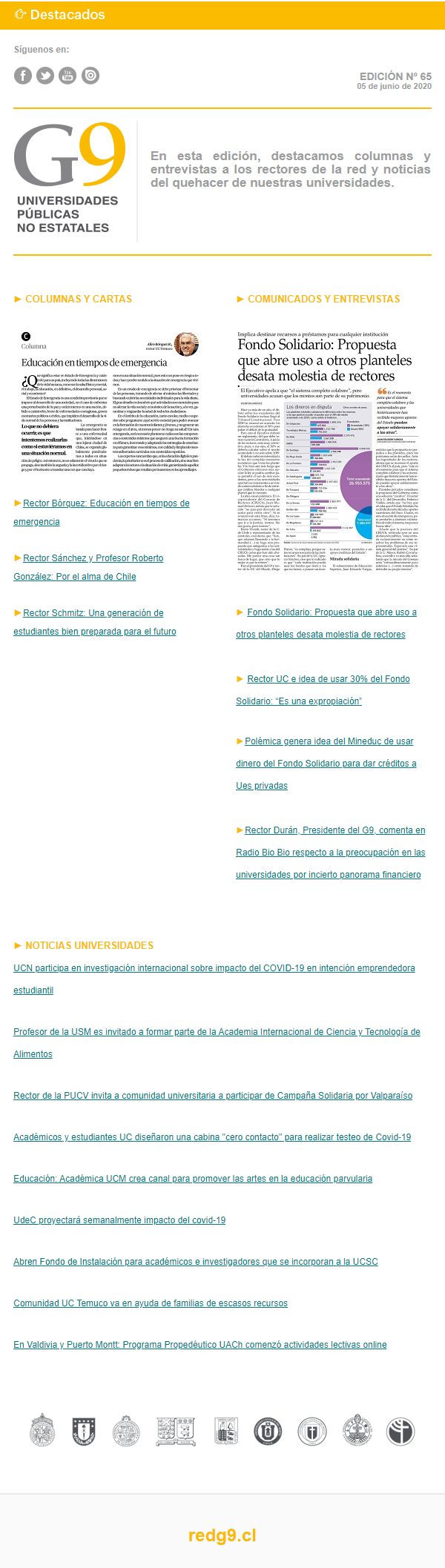 Newsletter - Destacados G9- 5 de junio 2020